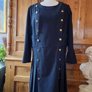 Chic Tuckernuck 1960's Black Long Sleeve Double Breasted Dress with Gold Buttons